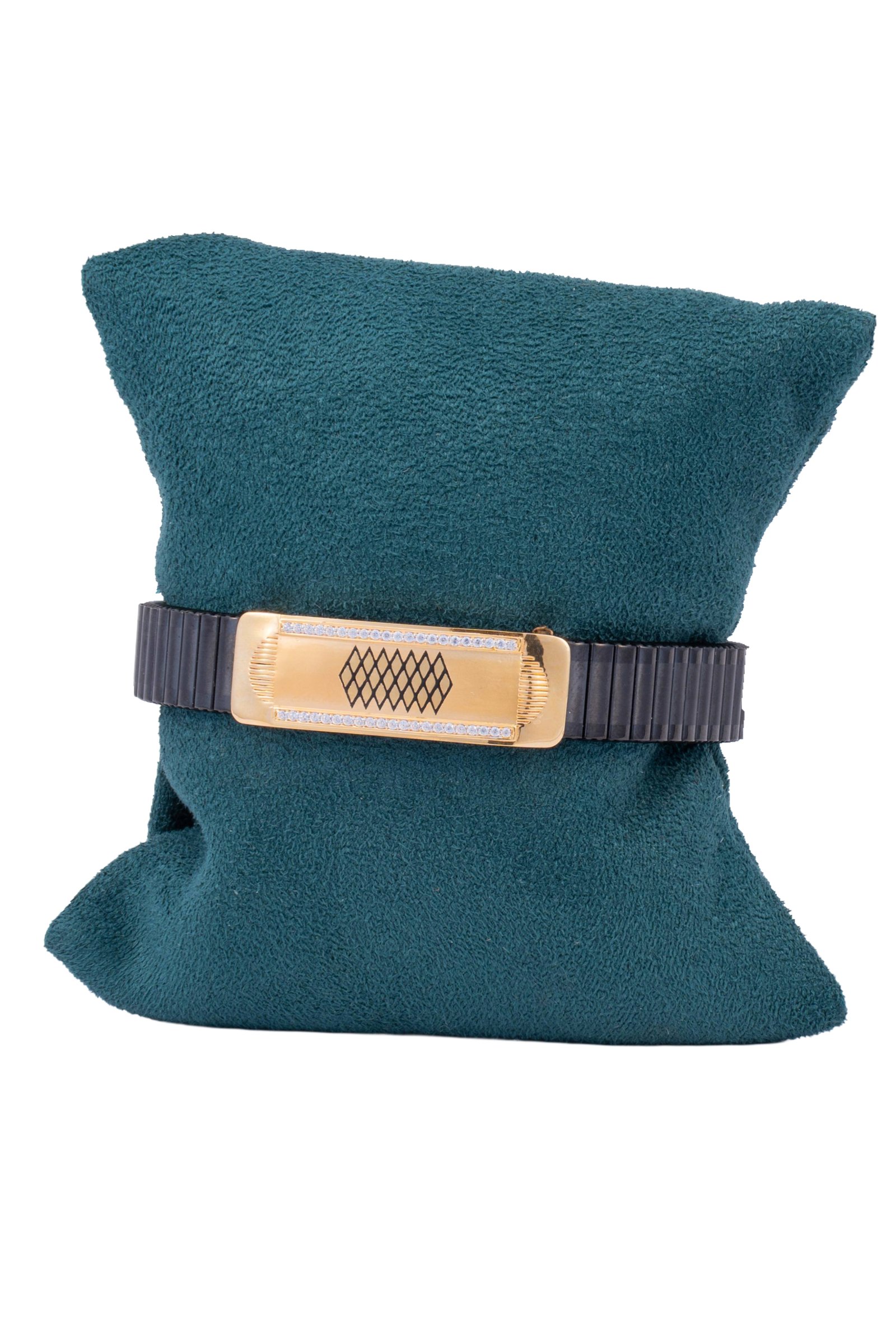 Simple and Unique Design Bracelet With Black Stretchable Metal Belt MGA- BR916/25