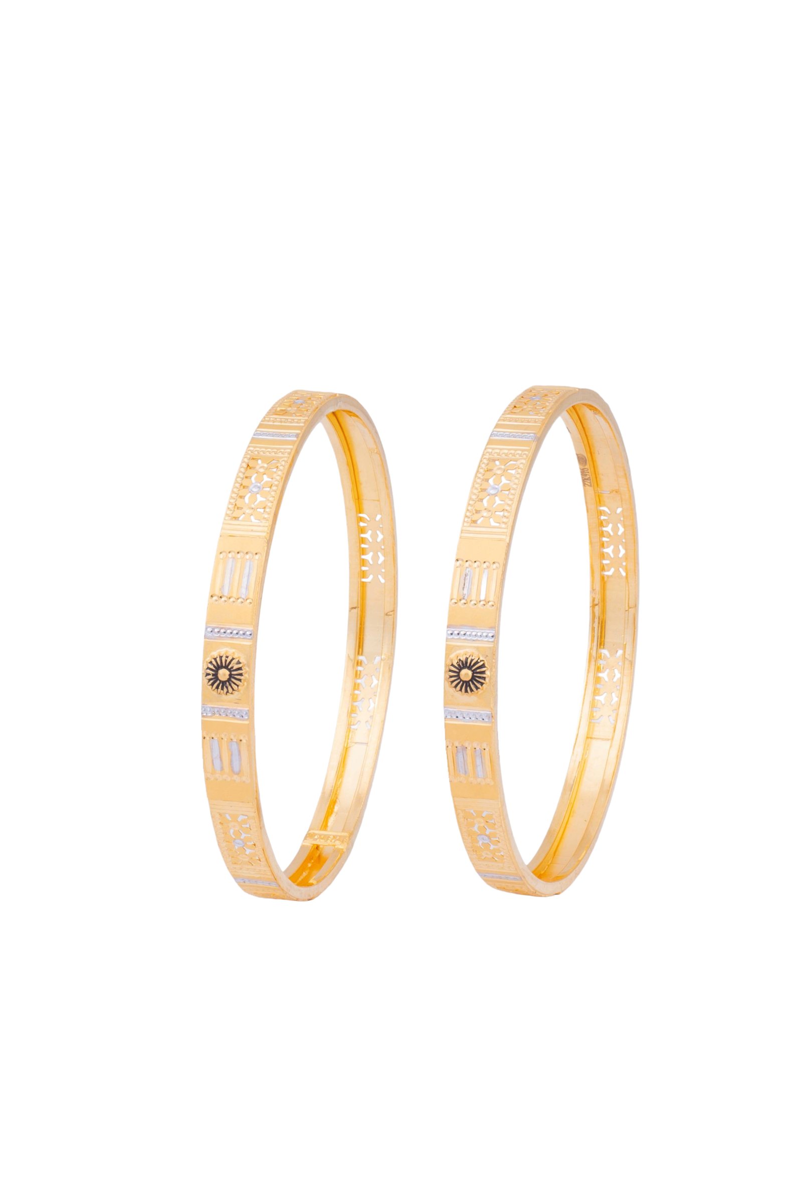 Unique Design 22K Gold Bangles With Floral Design MGA- KD916/3