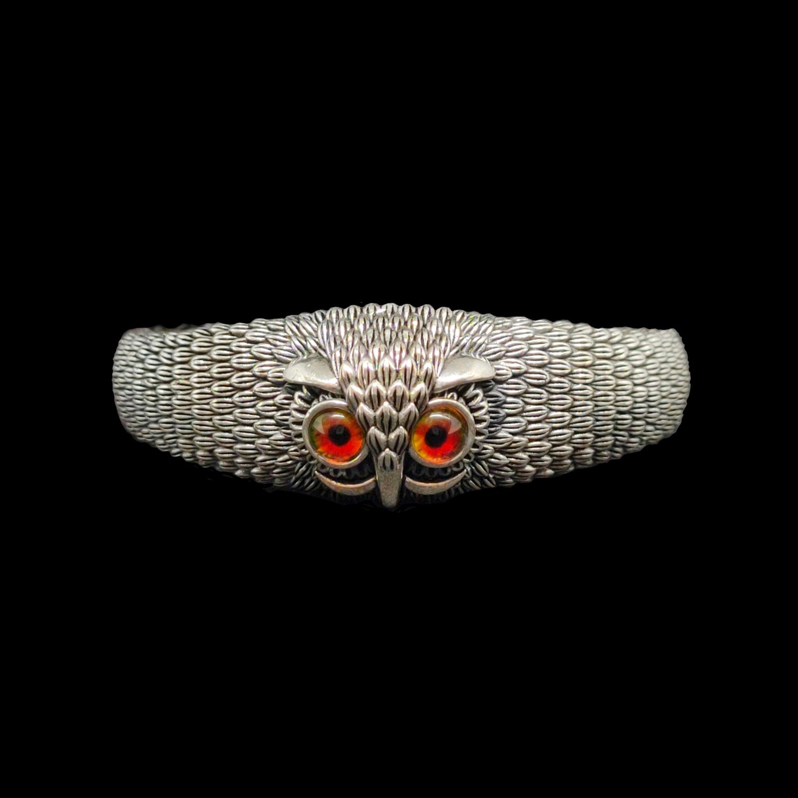 Owl Gents Kada Bracelet In 925 Sterling Silver MGA - BRS2857