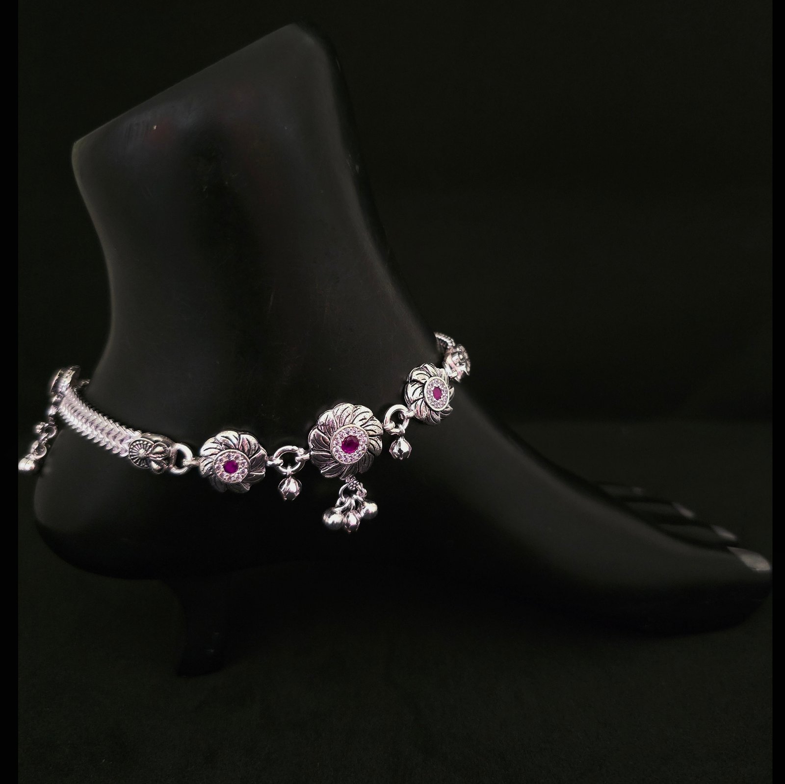 Floral Bridal Payal In 999 Silver MGA - PLS4698
