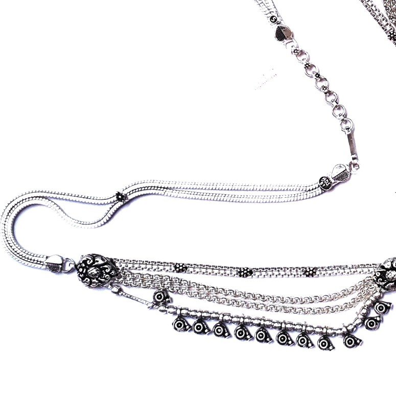 Oxidized antique silver kamar bandh mga - jus0056