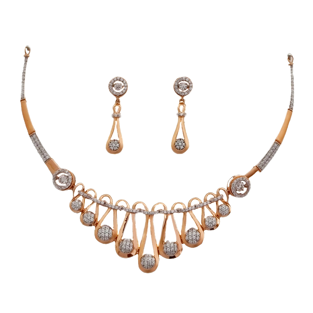 New Modern 18k Rosegold Necklace Set MGA - STG0010