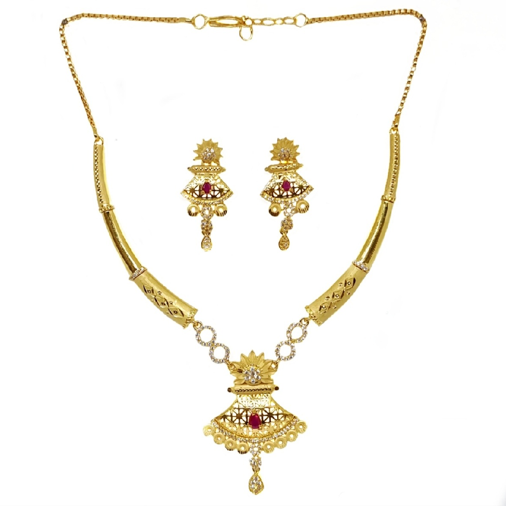 Fancy 1 Gram Gold Plated Necklace Set MGA - STE0139