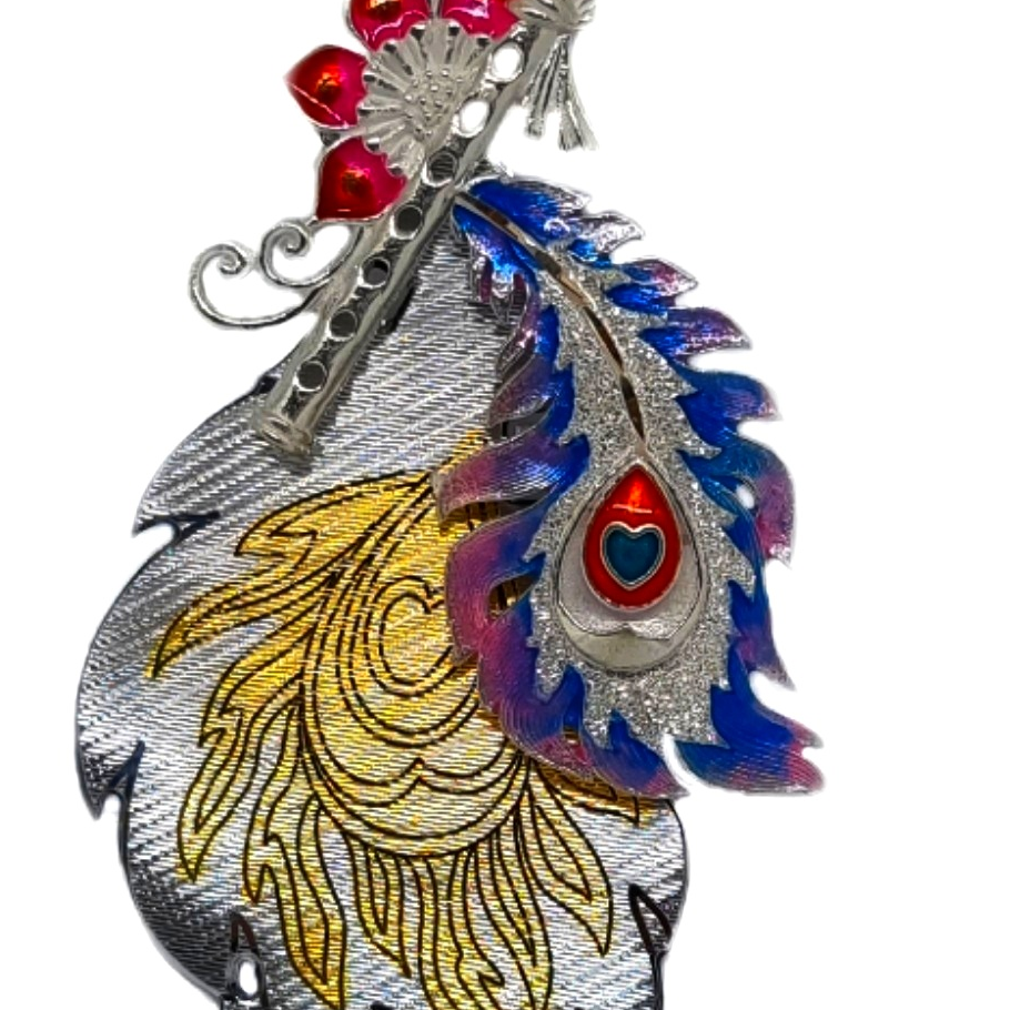 Silver Oxidised Juda With Morpankh-Murli MGA - JUS0100