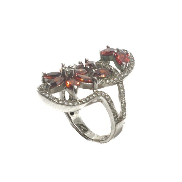 925 Sterling Silver Orange Diamond Ring MGA - LRS0085