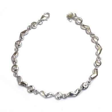 925 Sterling Silver Heart Shape Bracelet MGA - BRS0391