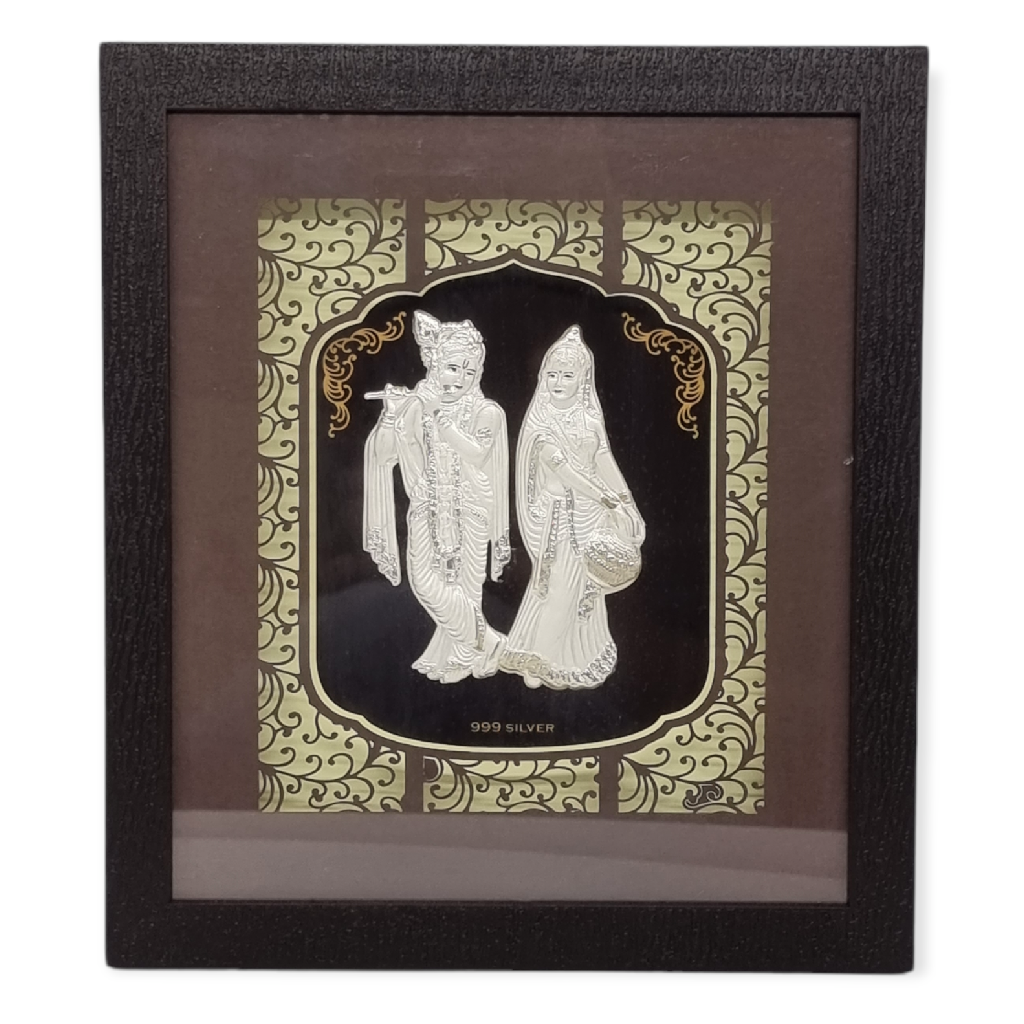 999 silver lighting radha krishna frame, home decor