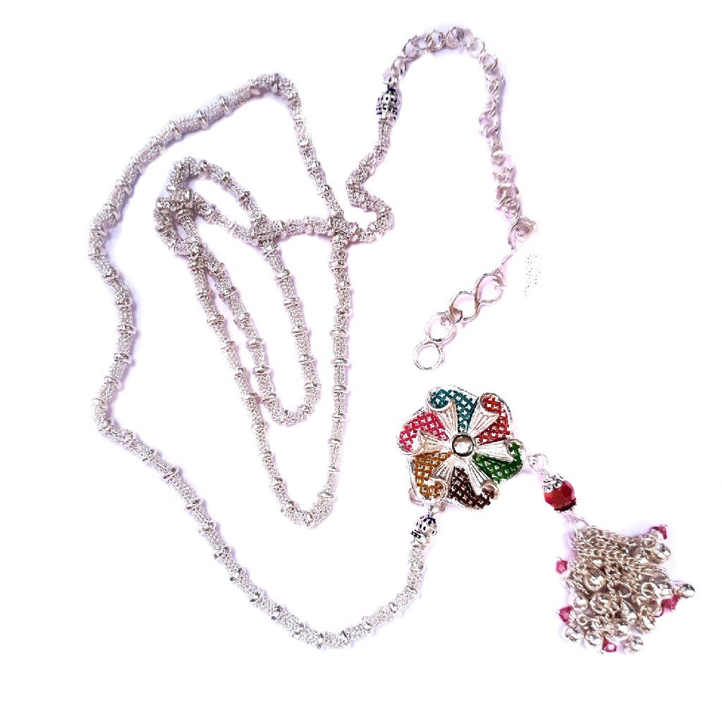 Fancy flower silver kamar belt mga - jus0049