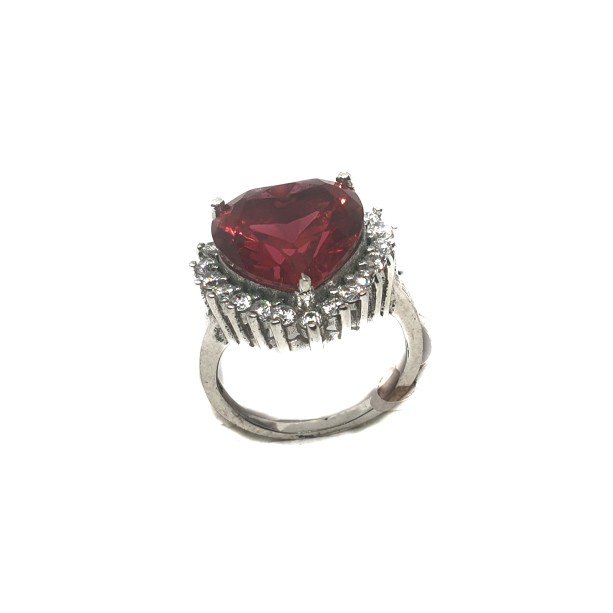 925 Sterling Silver CZ Diamond Cut Heart Shape Ring MGA - LRS0080