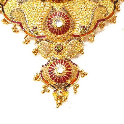 22k Gold Rajwadi Choker Necklace With Earrings MGA - GLS090