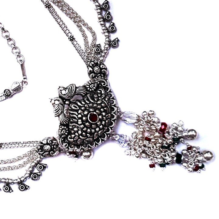 Oxidized antique silver kamar bandh mga - jus0056