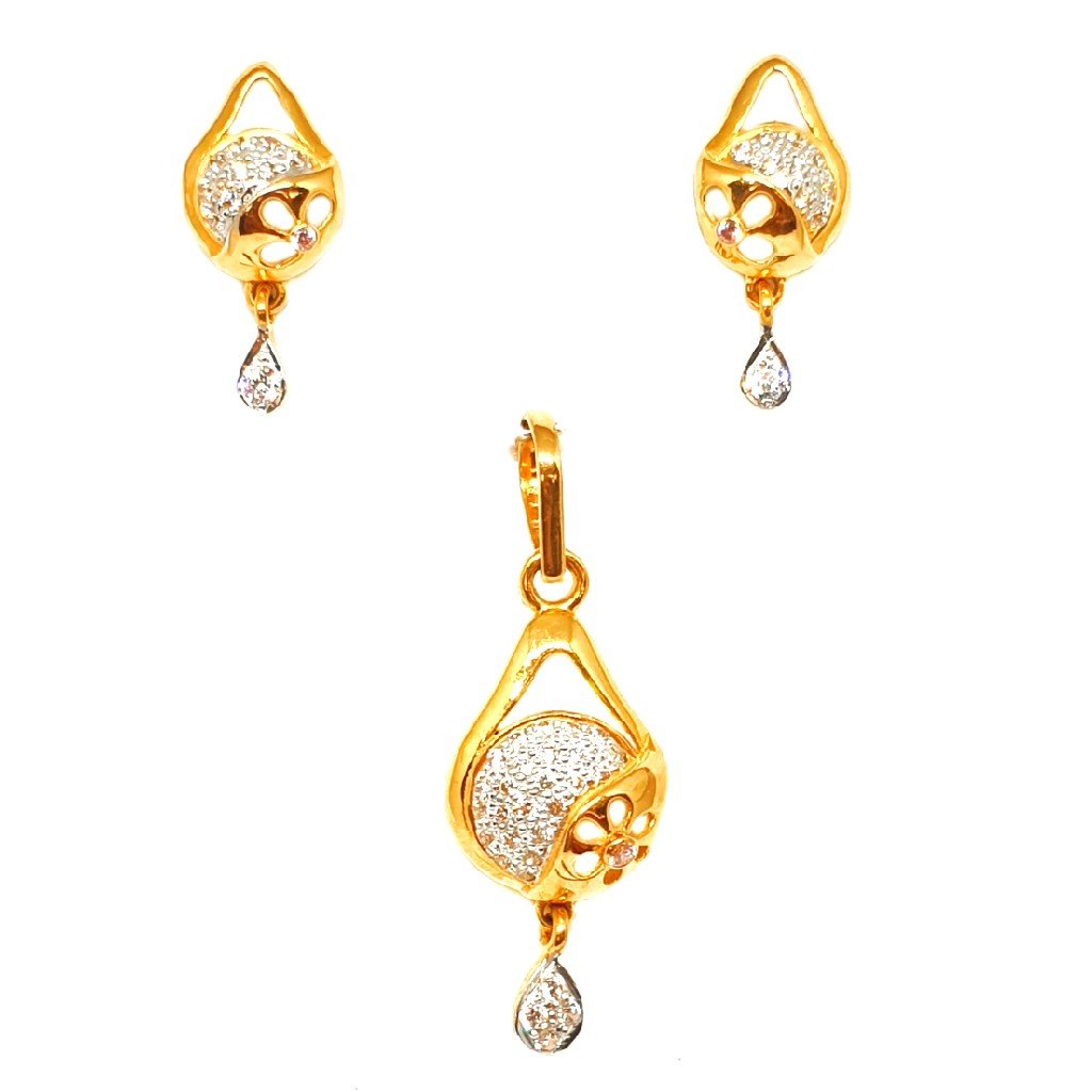 22K Gold Flower Shaped Modern Penda...