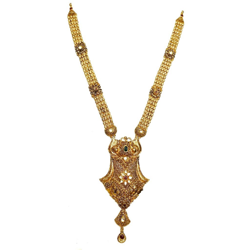 22K Gold Antique Rajwadi Necklace MGA - GLS032