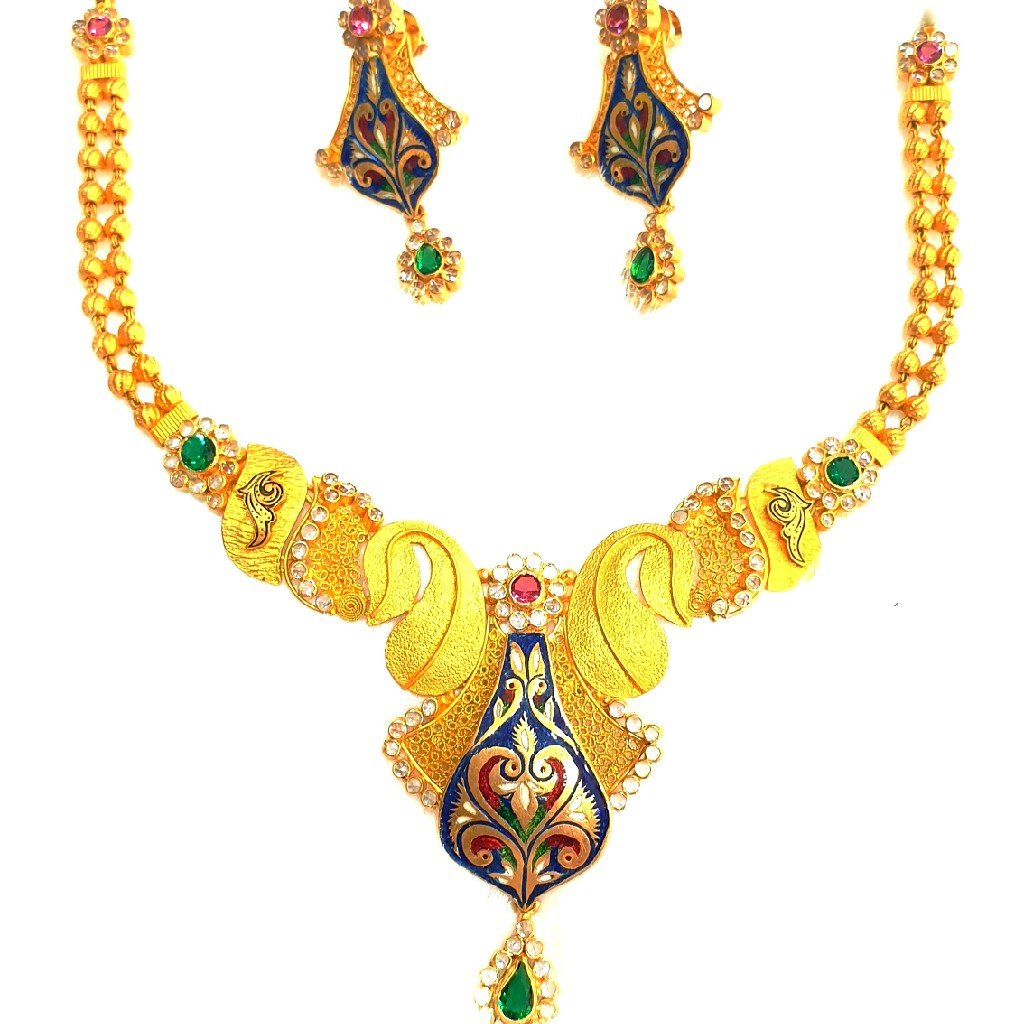 916 gold antique necklace set mga -...