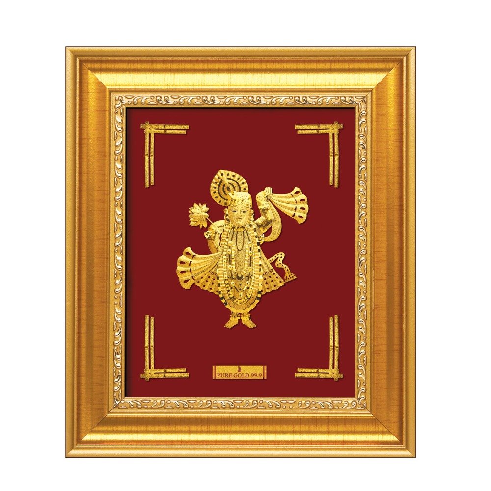 Shreenathji frame in 24k gold leaf...