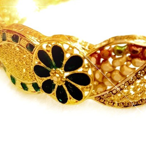 22k Gold Kalkatti Meenakari Flower Shape Kada Bangles MGA - GP068