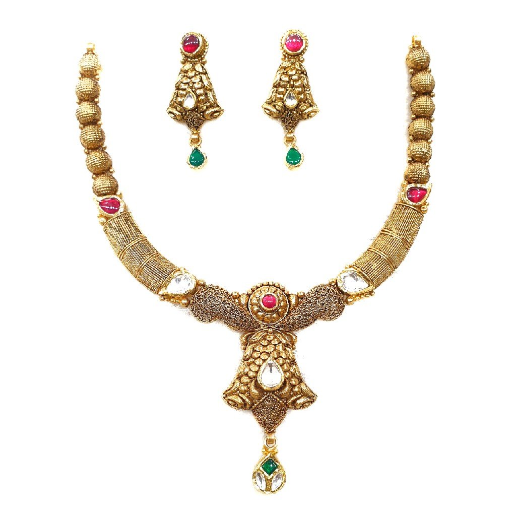 916 gold antique necklace set mga -...