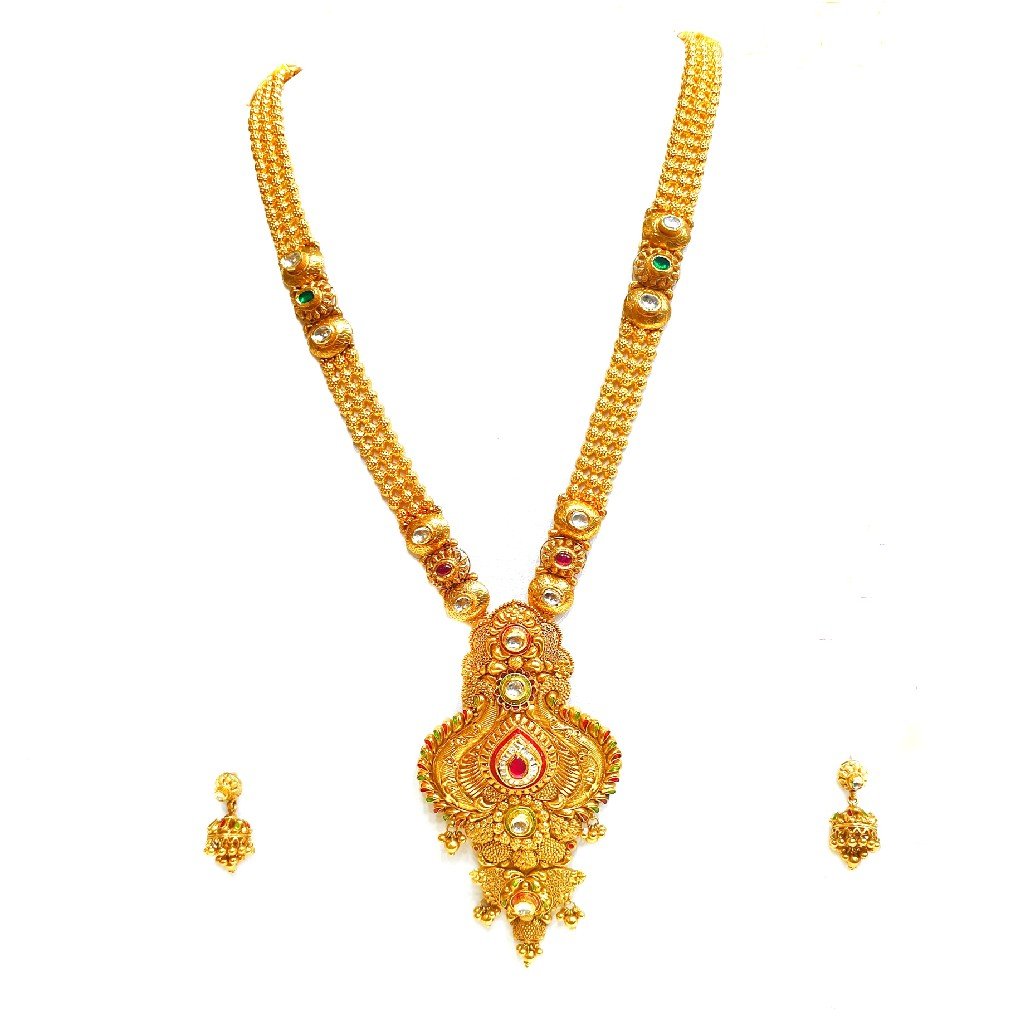 22k gold antique rajwadi necklace w...