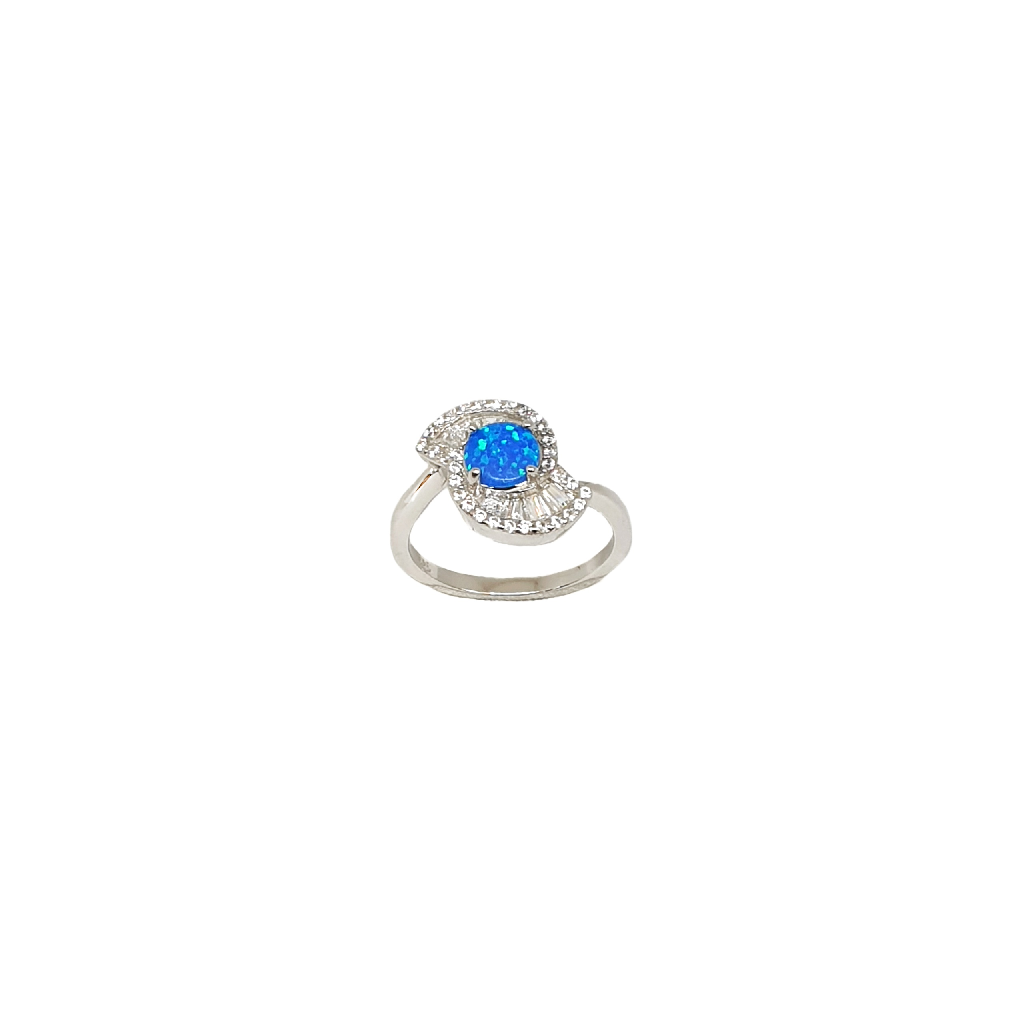 Blue Stone Chowki Diamond 925 Sterling Silver Ring MGA - LRS5302