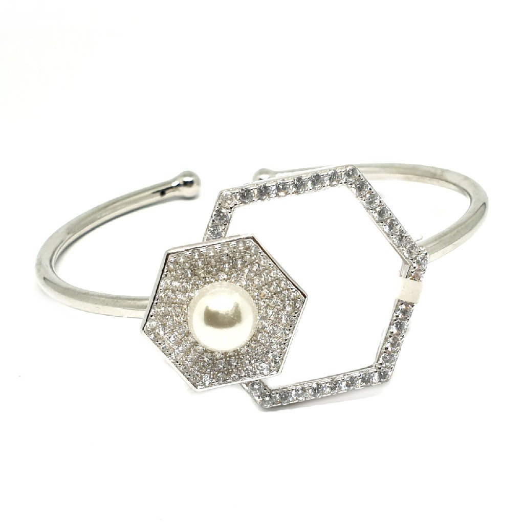 925 sterling silver pearl hexagon s...