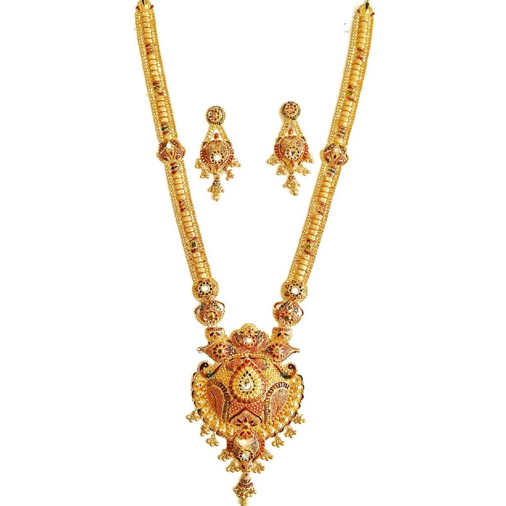 22k Gold Designer Long Necklace Set...