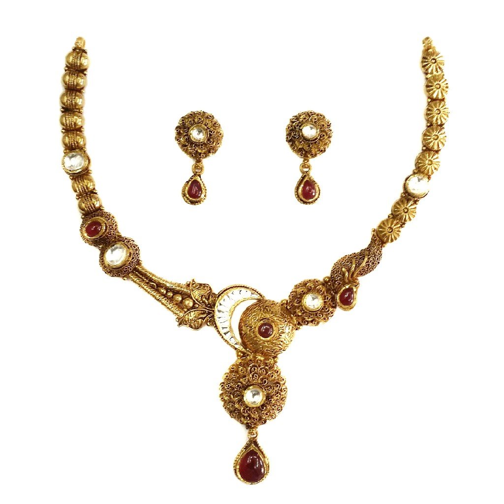 916 gold antique necklace set mga -...