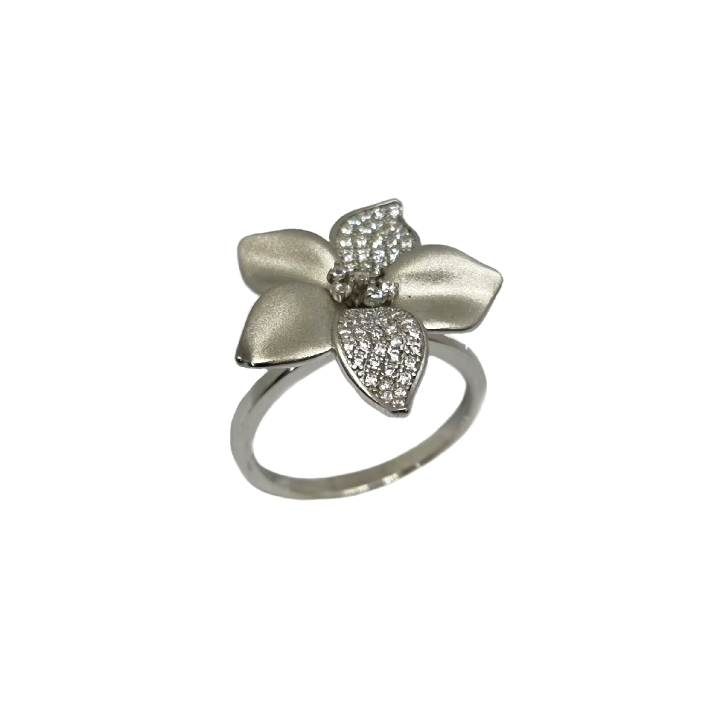 925 Sterling Silver Matte Finish Floral Ring MGA - LRS4613