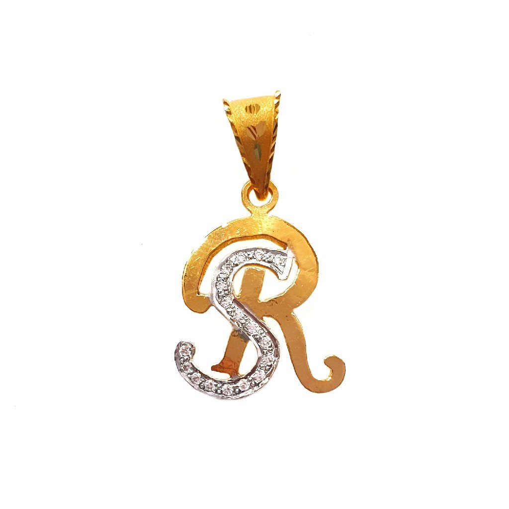 22k gold monogram (letter sr) penda...