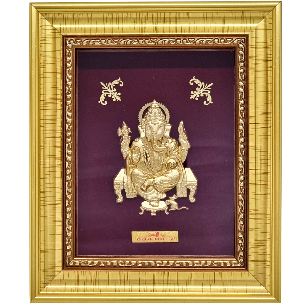 Shree Ganesha Frame In 24K Gold Lea...