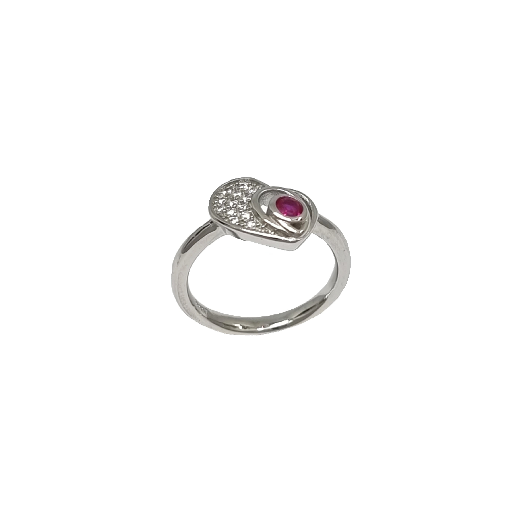 Heart Ring With Pink Diamond In 925...