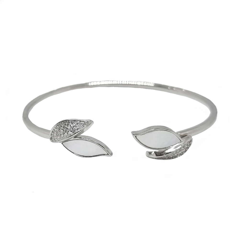 Leaf Design Kada Bracelet In 925 St...