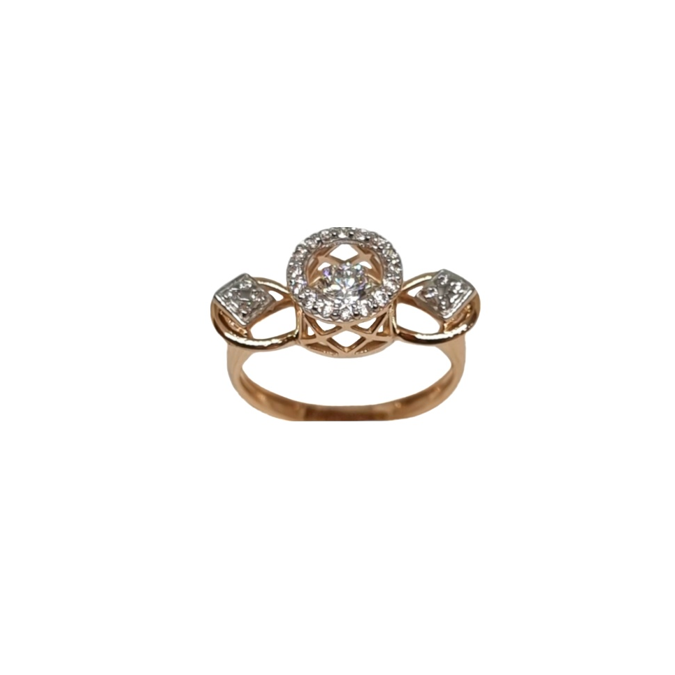 18K Rose Gold CZ Diamond Designer R...