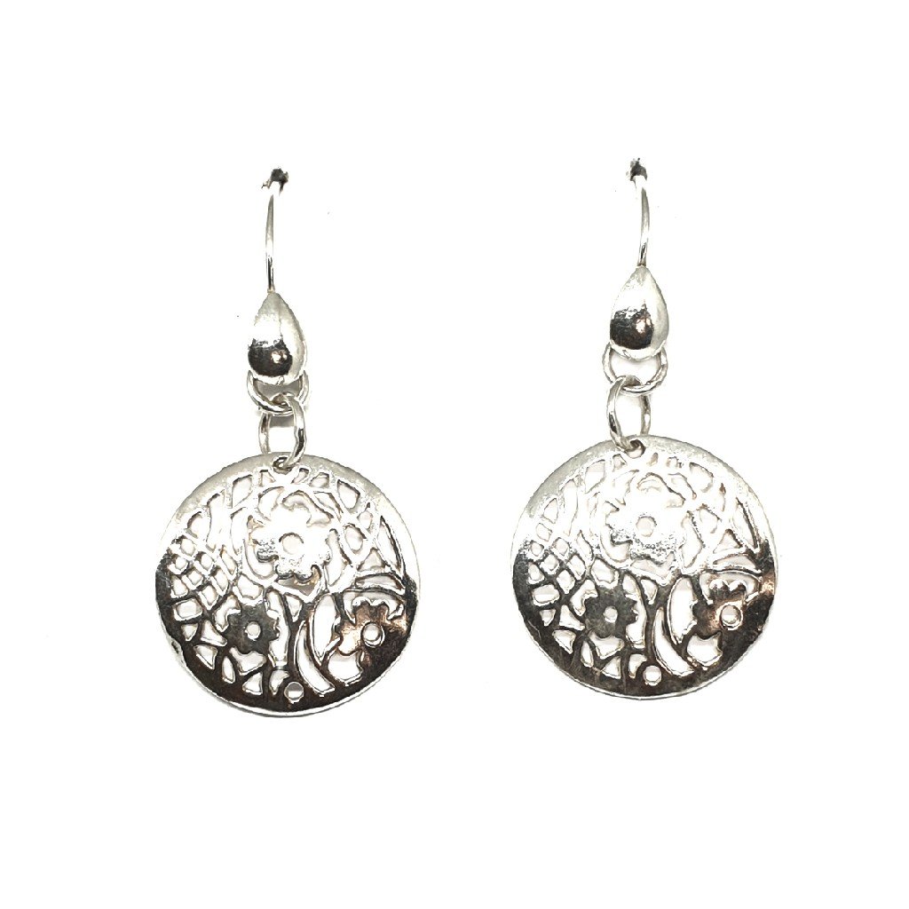 925 Sterling Silver Round Shape Ear...