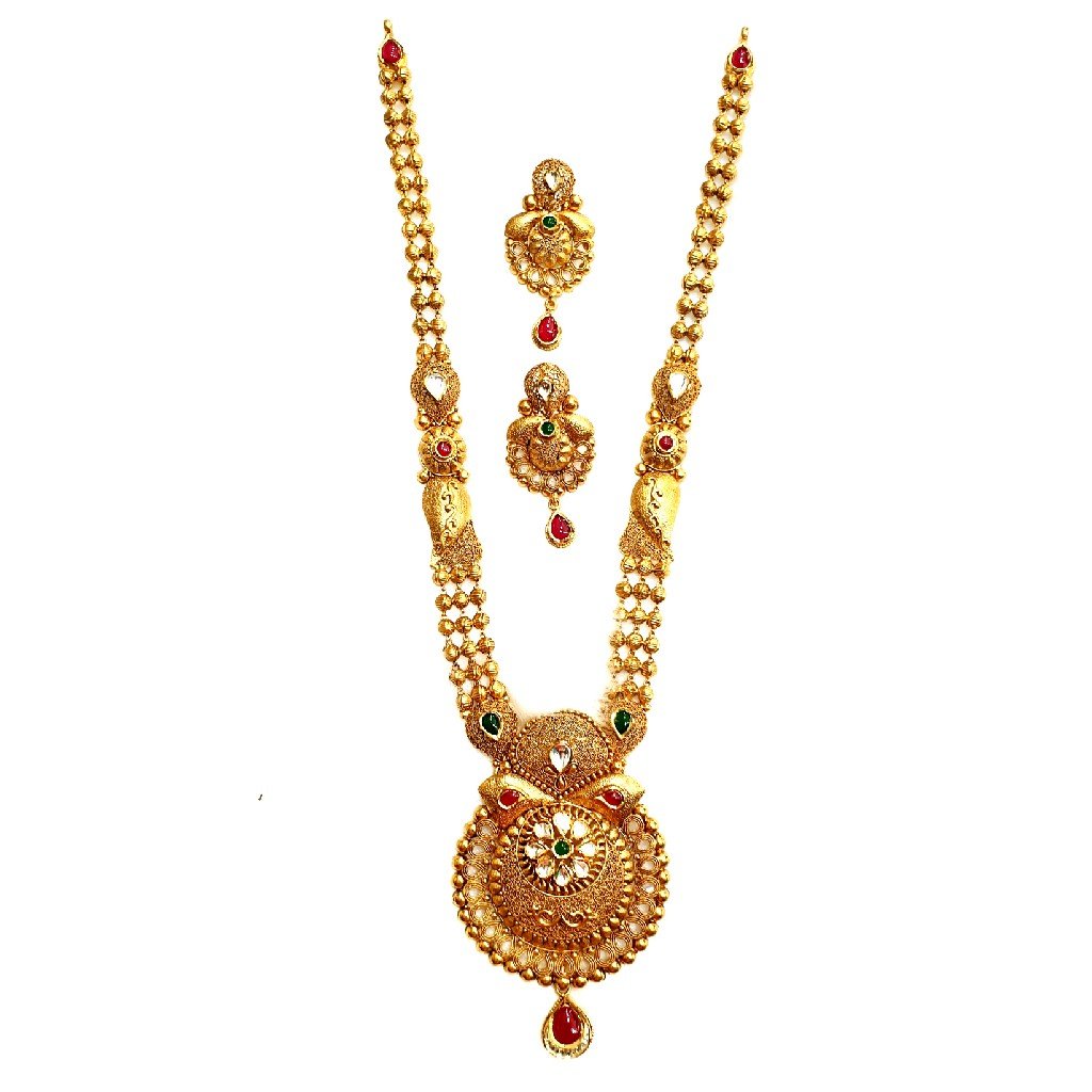 22k Gold Antique Rajwadi Necklace W...