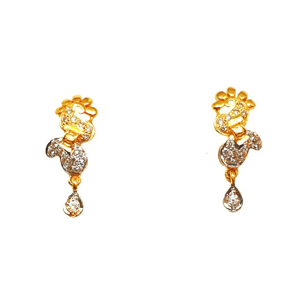 22K Gold CZ Diamond Earrings MGA -...