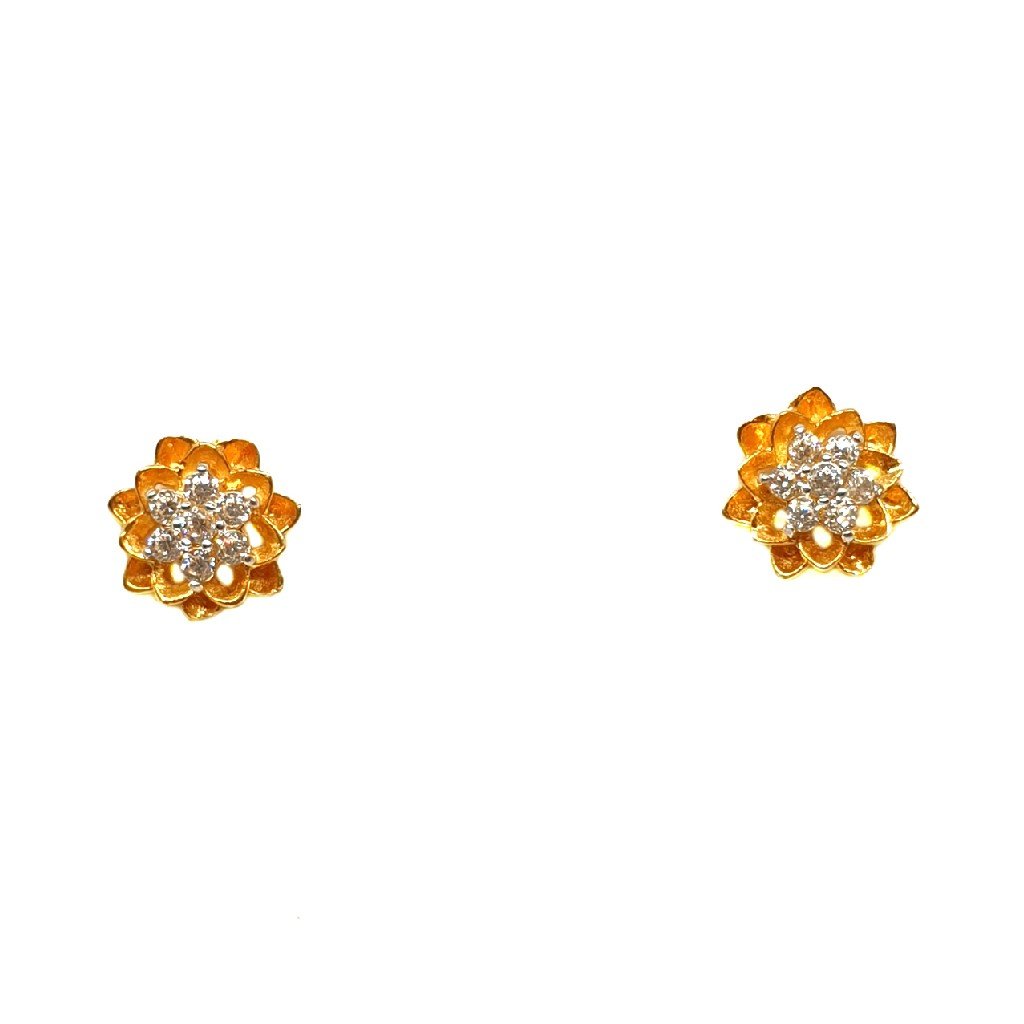 18k gold flower shaped earrings mga...