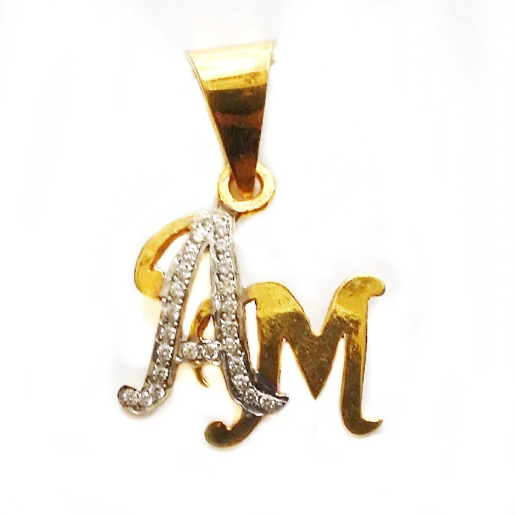 22k Gold Stylish AM Monogram Pendan...