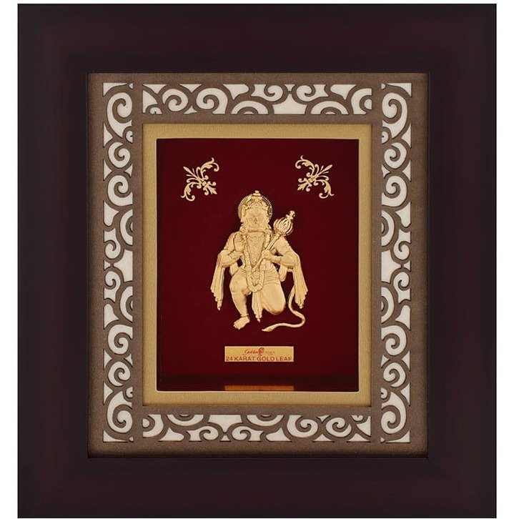 Hanumanji carving frame in 24k gold...