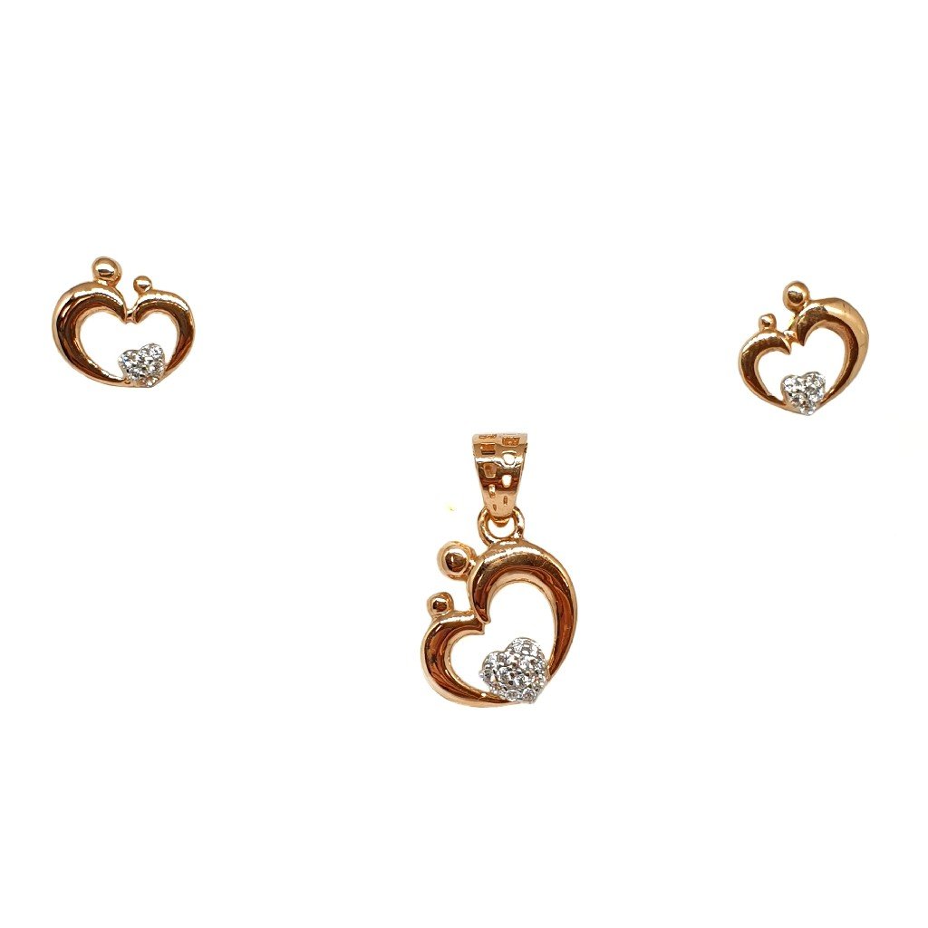 18K Rose Gold Heart Shaped Modern P...