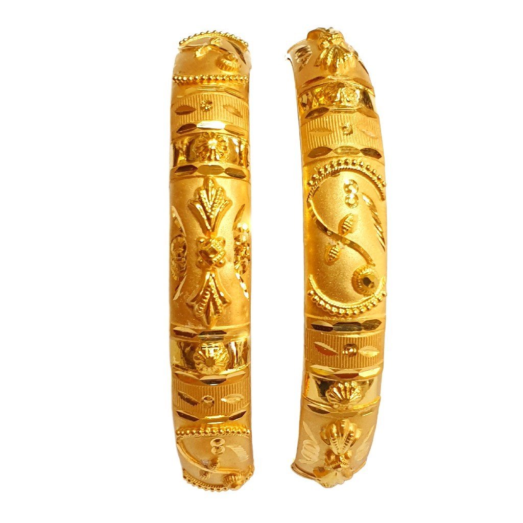 22K Gold Fancy Patla Bangles MGA -...