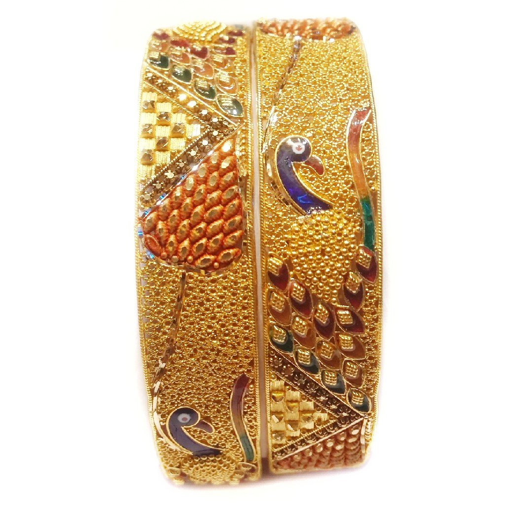 22k Gold Meenakari peacock Kada ban...