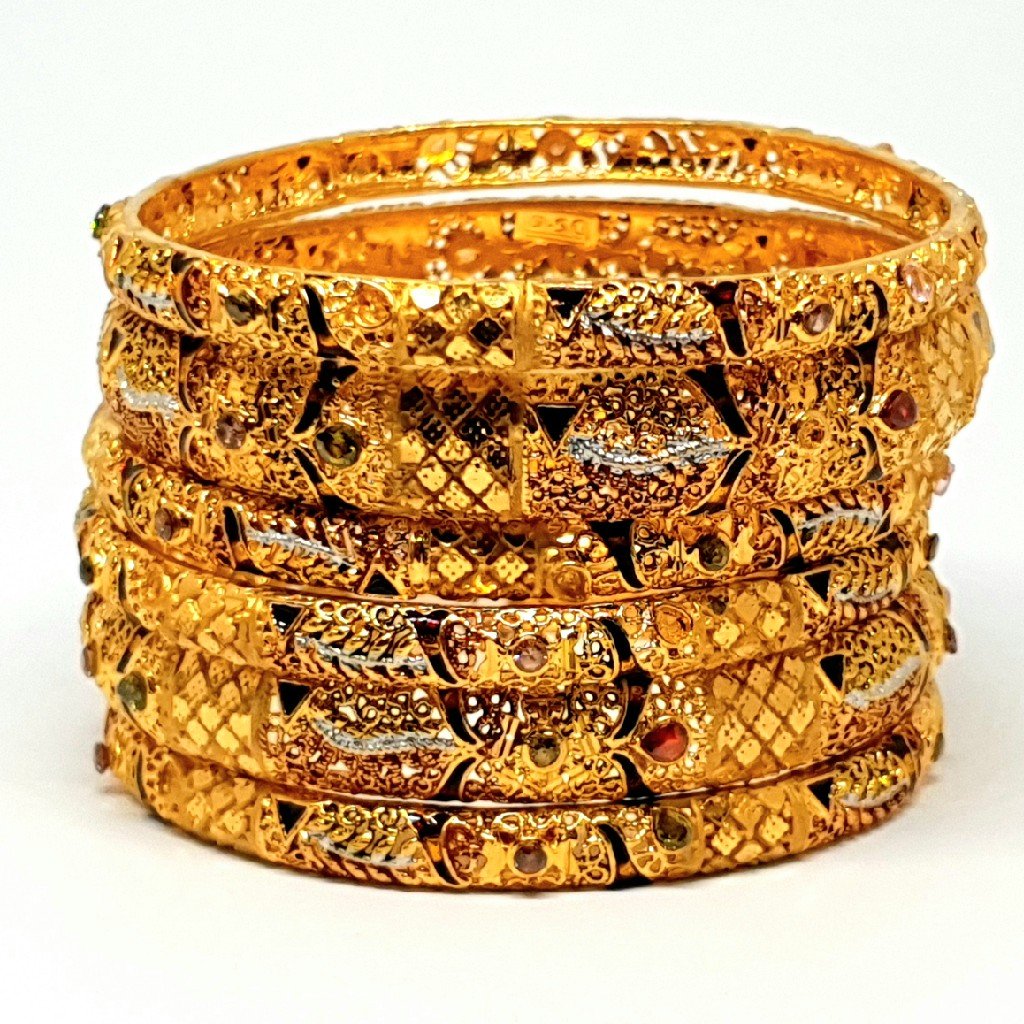 One gram gold forming 6 pieces kada bangles mga - bge0205