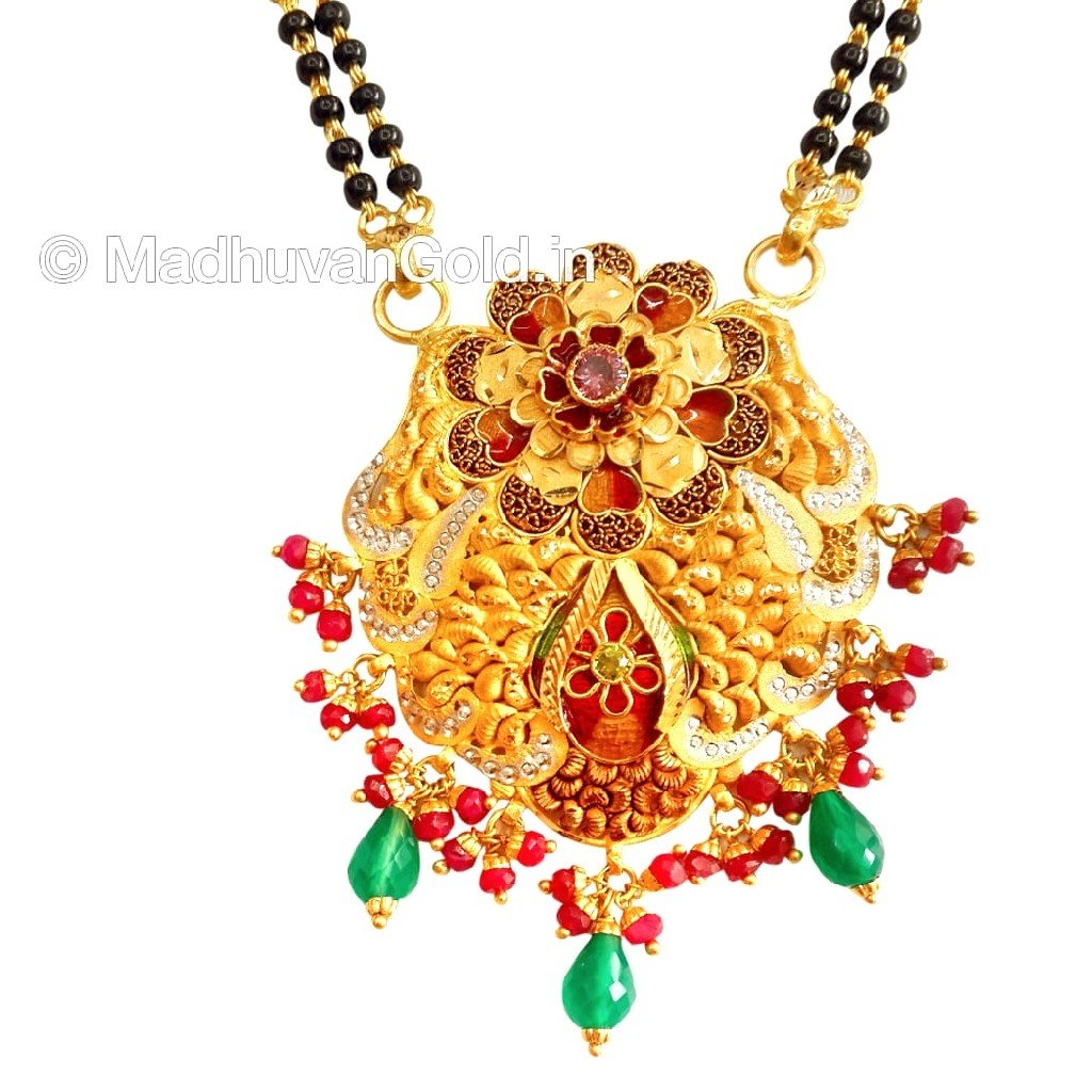 22k Gold Meenakari flower shape mangalsutra MGA - GM009