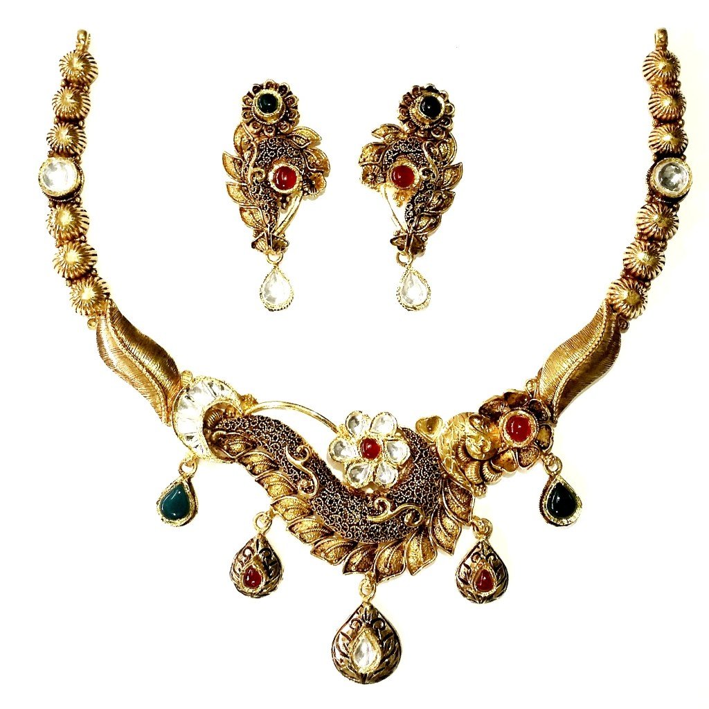 916 gold antique necklace set mga -...