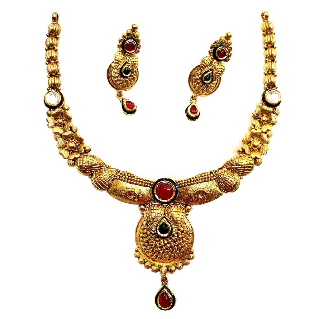 916 gold antique necklace set mga -...