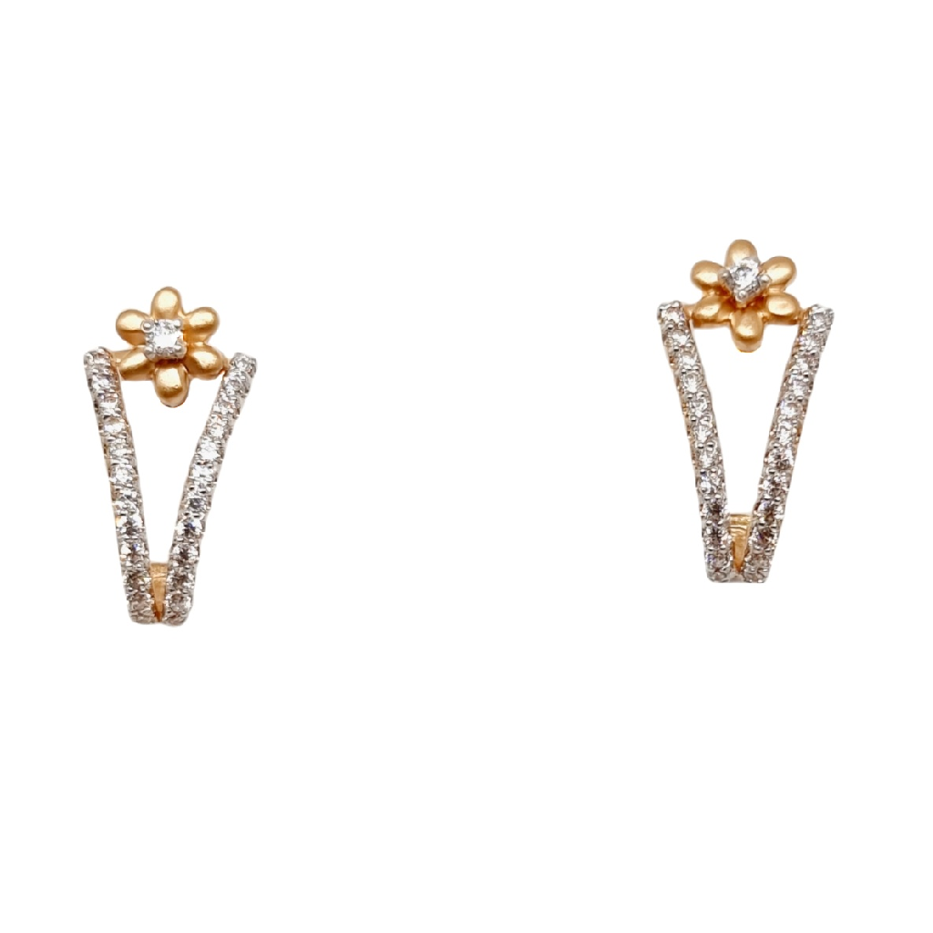 18K Rose Gold Flower Shape Modern E...