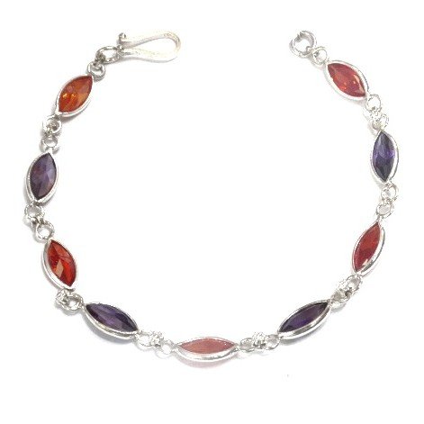 925 Sterling Silver Colour Stone Br...