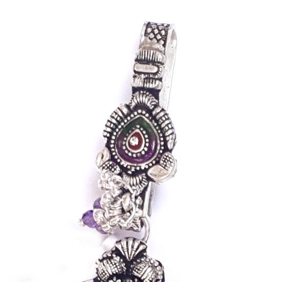 Oxidised meenakari peacock silver juda mga -jus0057