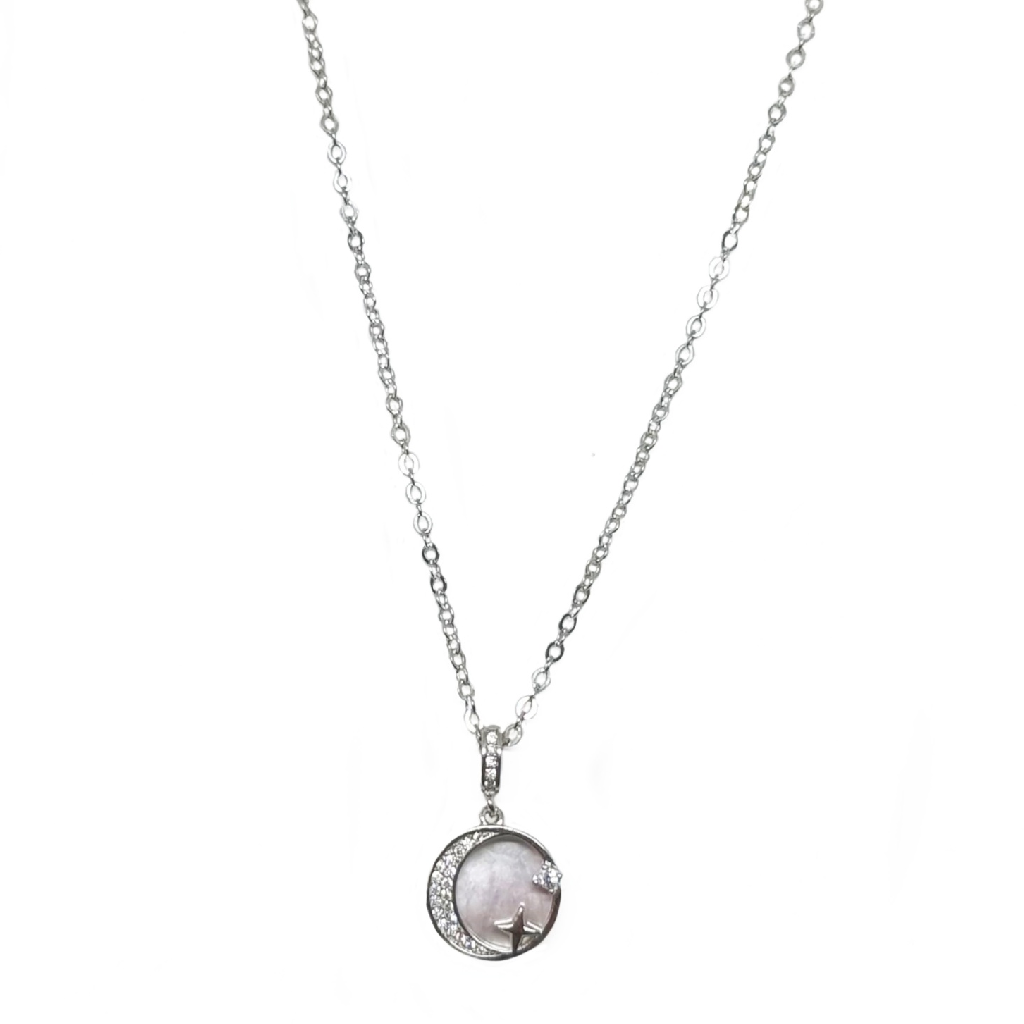 Moon & Star Pendant Chain In 925 St...