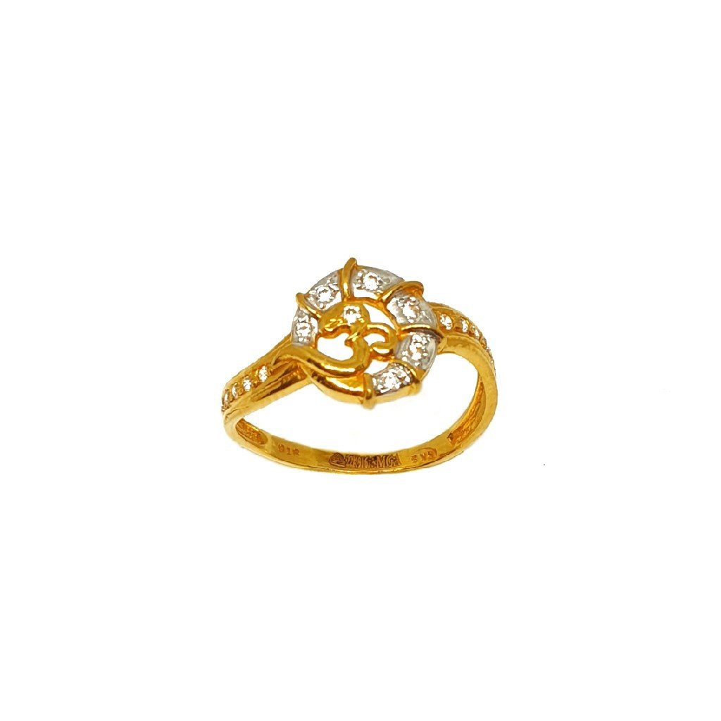 22K Gold Round Shaped Om Ring MGA -...